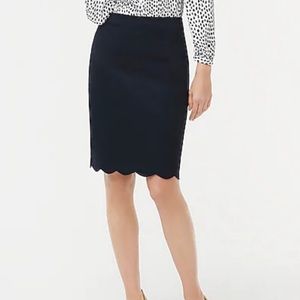 J. Crew Scalloped Pencil Skirt Navy